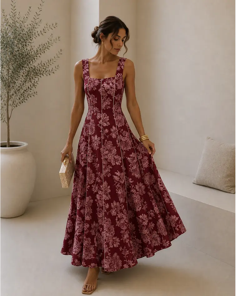 VESTIDO COMPRIDO ESTAMPADO 