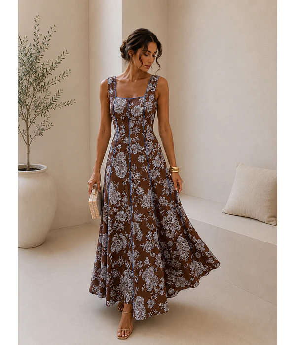 VESTIDO COMPRIDO ESTAMPADO 