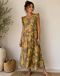 VESTIDO COM FOLHO ESTAMPADO