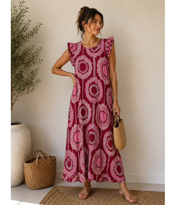 VESTIDO COM FOLHO ESTAMPADO