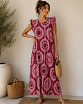 VESTIDO COM FOLHO ESTAMPADO
