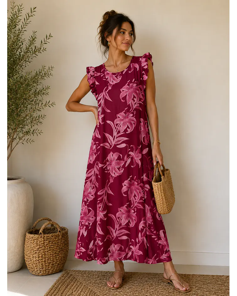 VESTIDO COM FOLHO ESTAMPADO 