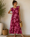 VESTIDO COM FOLHO ESTAMPADO 