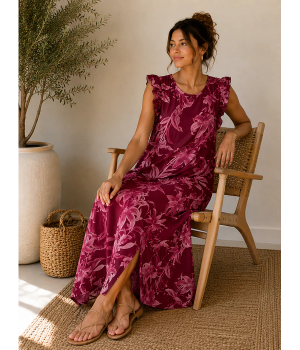 VESTIDO COM FOLHO ESTAMPADO 