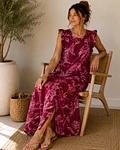 VESTIDO COM FOLHO ESTAMPADO 