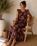 VESTIDO COM FOLHO ESTAMPADO  