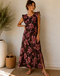VESTIDO COM FOLHO ESTAMPADO  