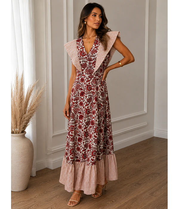 VESTIDO ESTAMPADO FOLHOS