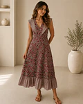 VESTIDO ESTAMPADO FOLHOS 
