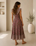 VESTIDO ESTAMPADO FOLHOS 