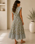 VESTIDO ESTAMPADO FOLHOS 