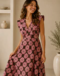 VESTIDO ESTAMPADO FOLHOS  