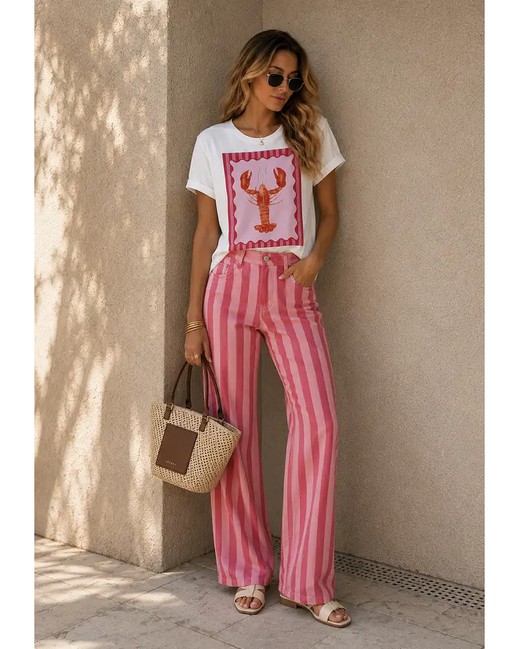 JEANS RISCAS ROSA