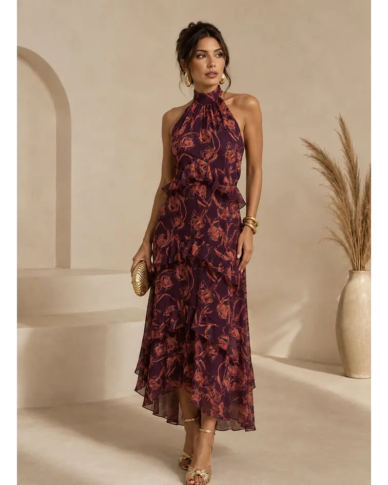 VESTIDO ESTAMPADO FOLHOS