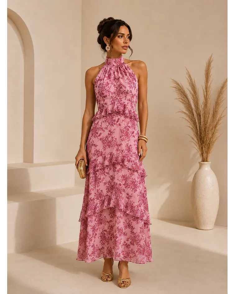 VESTIDO ESTAMPADO FOLHOS