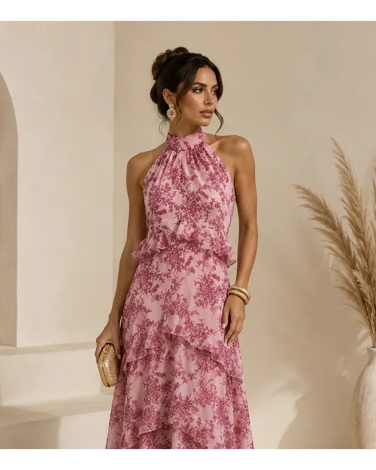 VESTIDO ESTAMPADO FOLHOS