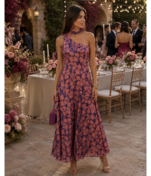 VESTIDO ASSIMÉTRICO ESTAMPADO 