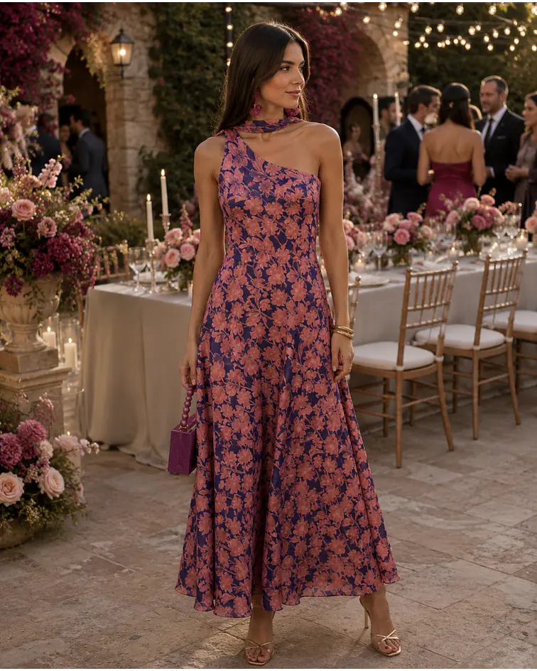 VESTIDO ASSIMÉTRICO ESTAMPADO 