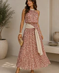 VESTIDO ESTAMPADO COM LAÇADA