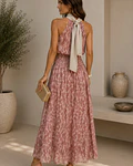 VESTIDO ESTAMPADO COM LAÇADA