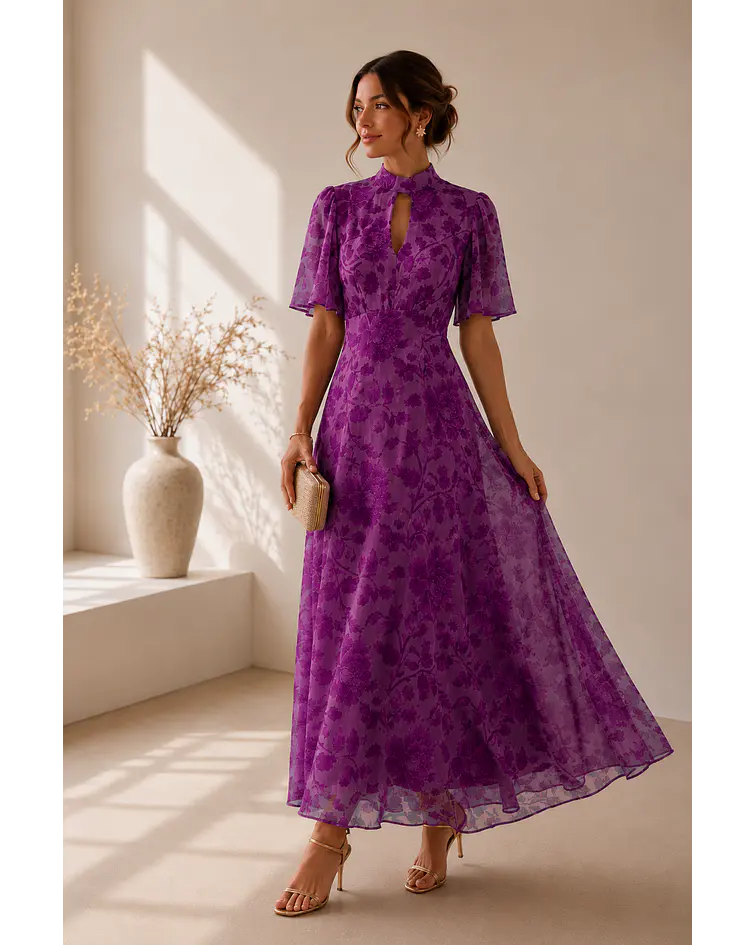 VESTIDO ESTAMPADO COMPRIDO 