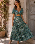 VESTIDO ESTAMPADO COM ABERTURA 