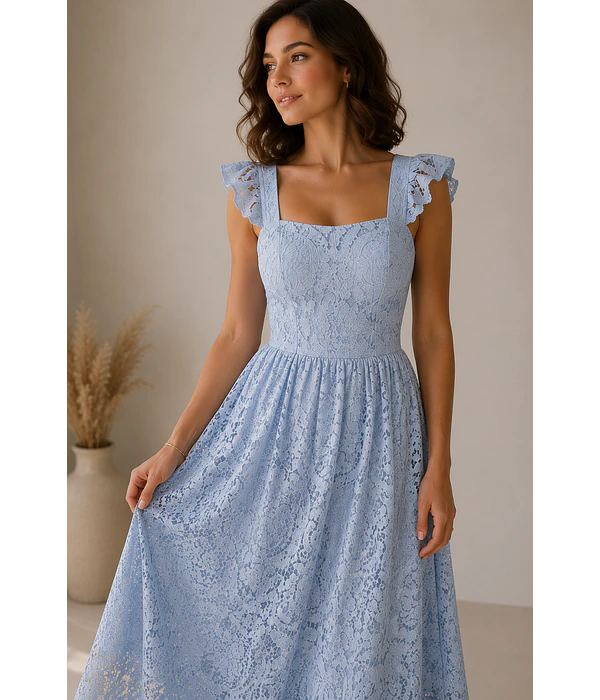 VESTIDO DE RENDA AZUL