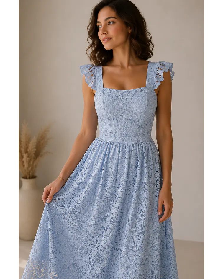 VESTIDO DE RENDA AZUL