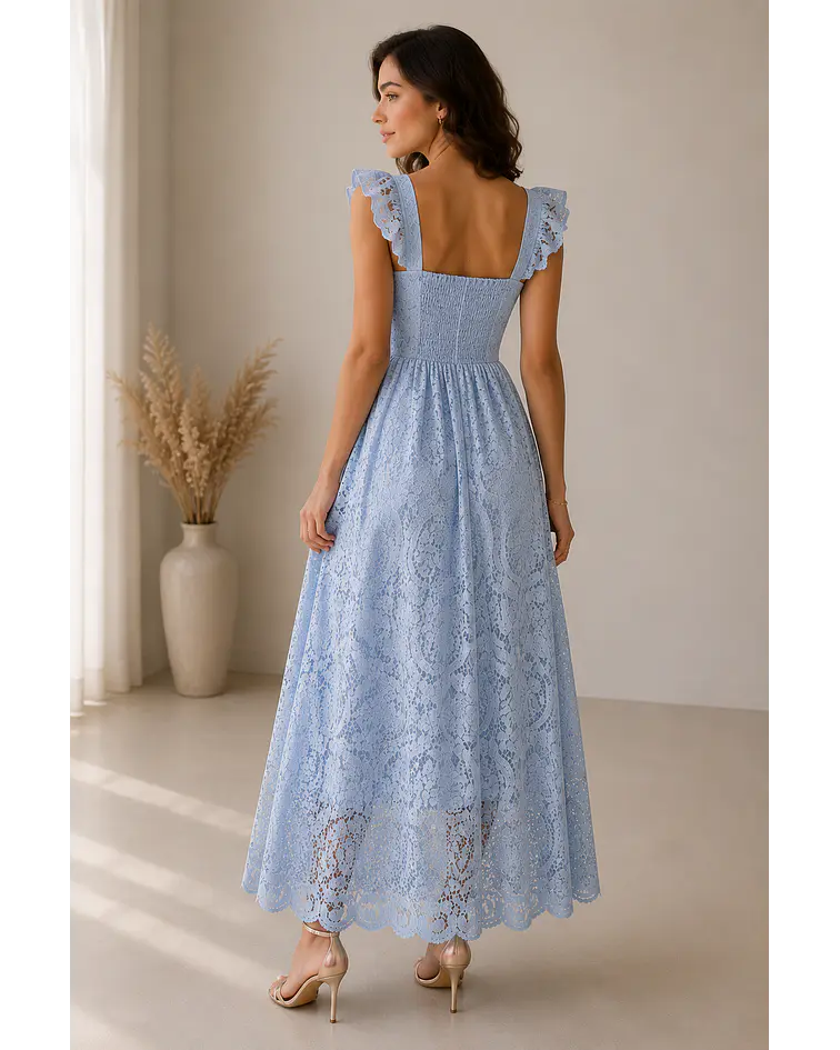 VESTIDO DE RENDA AZUL