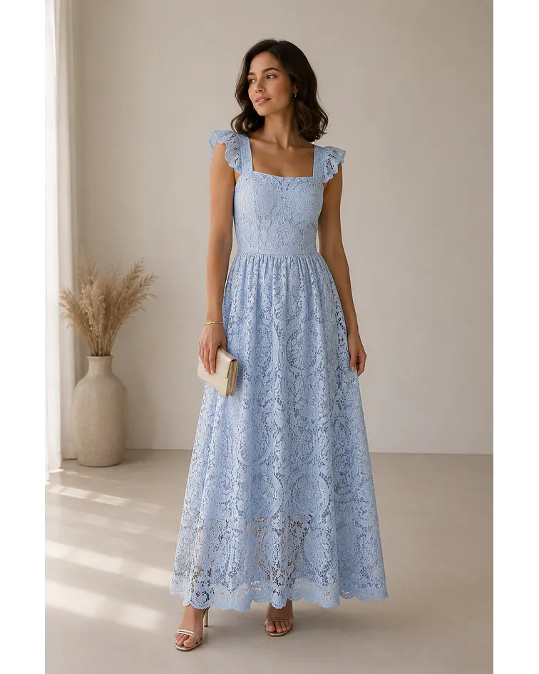 VESTIDO DE RENDA AZUL