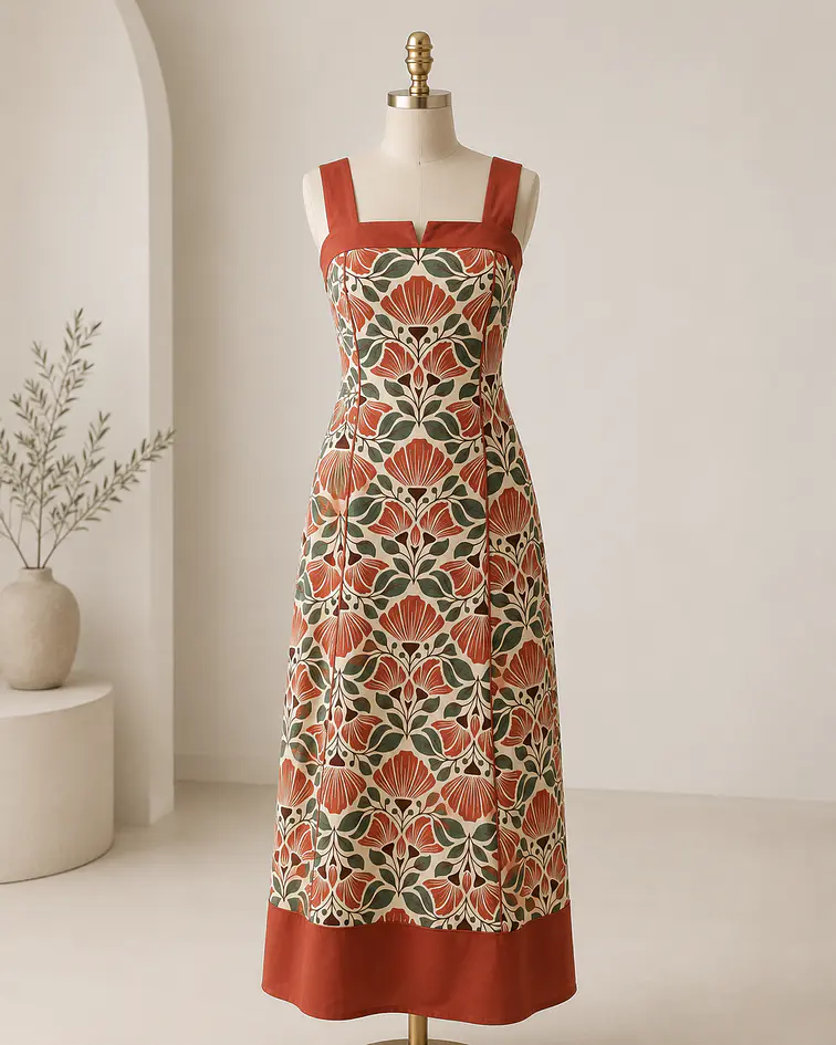 VESTIDO ESTAMPADO COMPRIDO