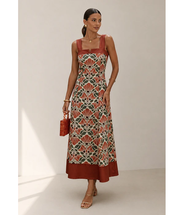 VESTIDO ESTAMPADO COMPRIDO