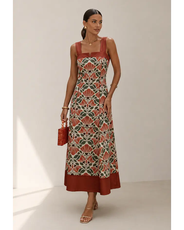VESTIDO ESTAMPADO COMPRIDO