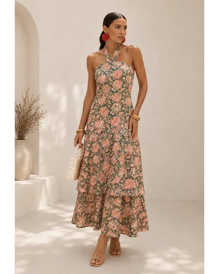 VESTIDO ESTAMPADO FOLHOS