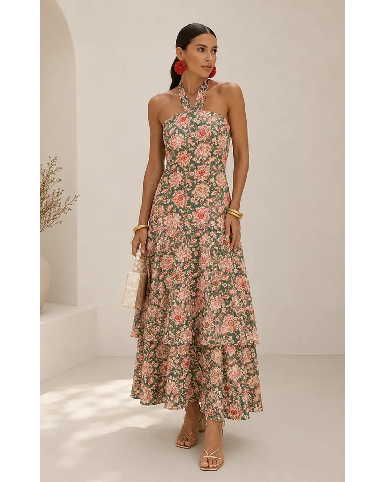VESTIDO ESTAMPADO FOLHOS