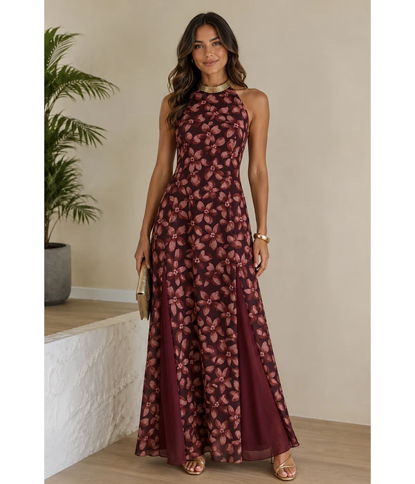 VESTIDO ESTAMPADO COMPRIDO