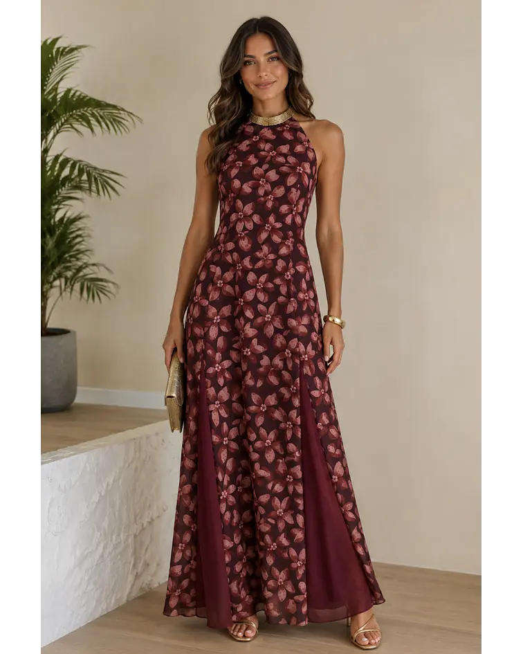 VESTIDO ESTAMPADO COMPRIDO
