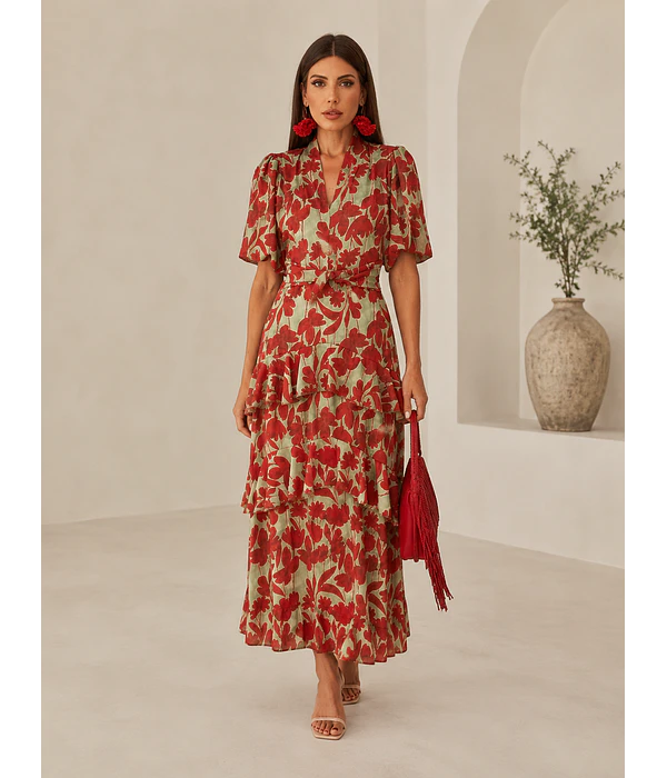 VESTIDO ESTAMPADO COMPRIDO