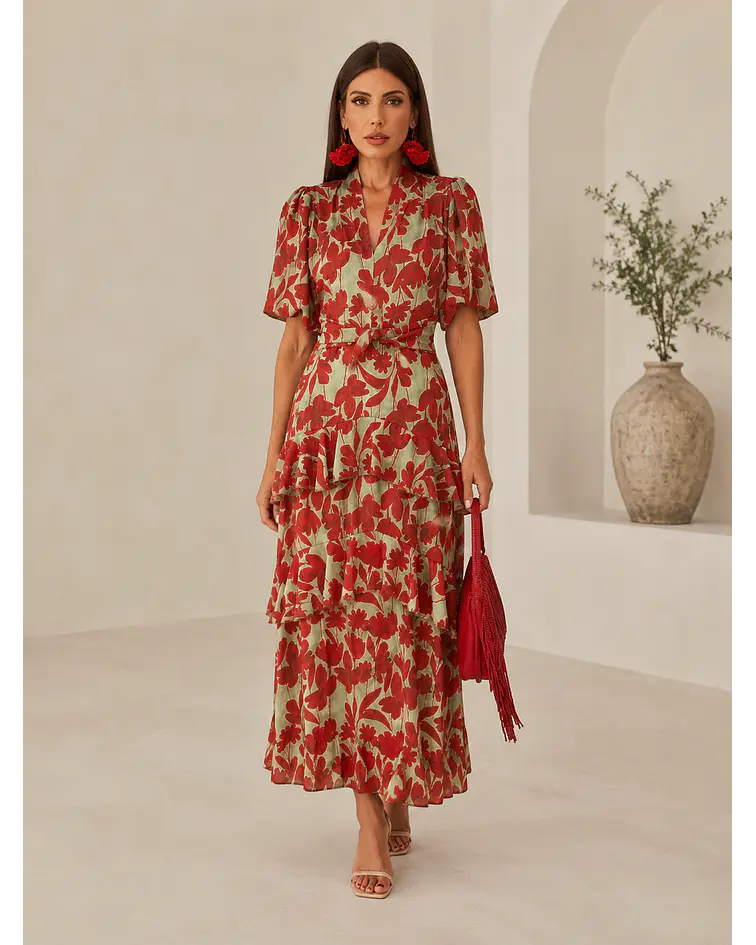 VESTIDO ESTAMPADO COMPRIDO