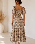 VESTIDO ESTAMPADO COM ABERTURA  