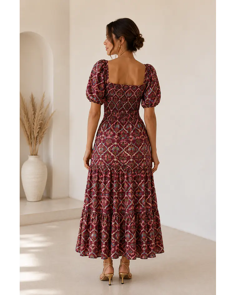 VESTIDO ESTAMPADO COM ABERTURA  