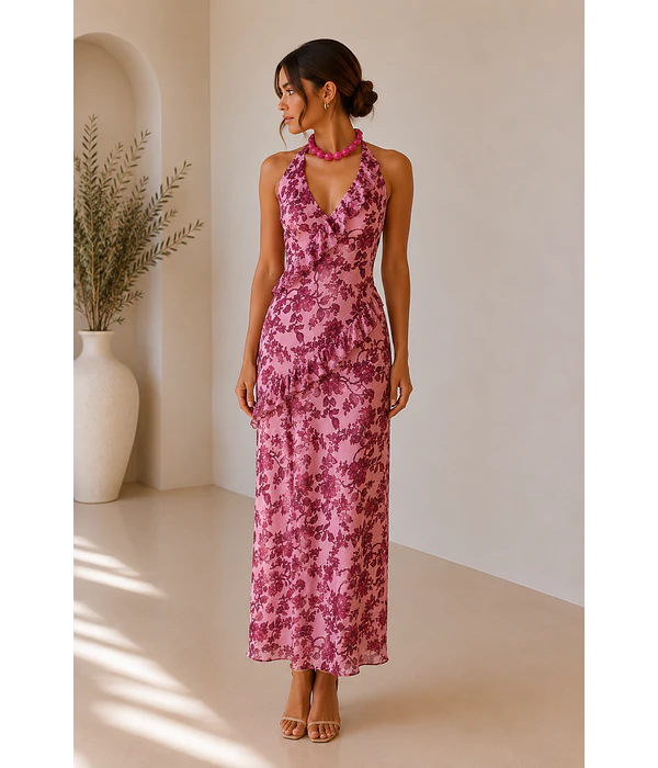VESTIDO ESTAMPADO FOLHOS