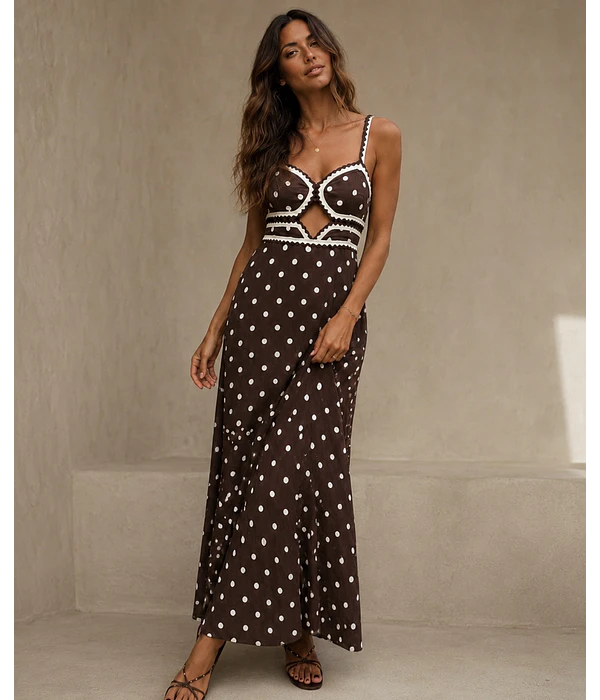 VESTIDO BOLAS CASTANHO
