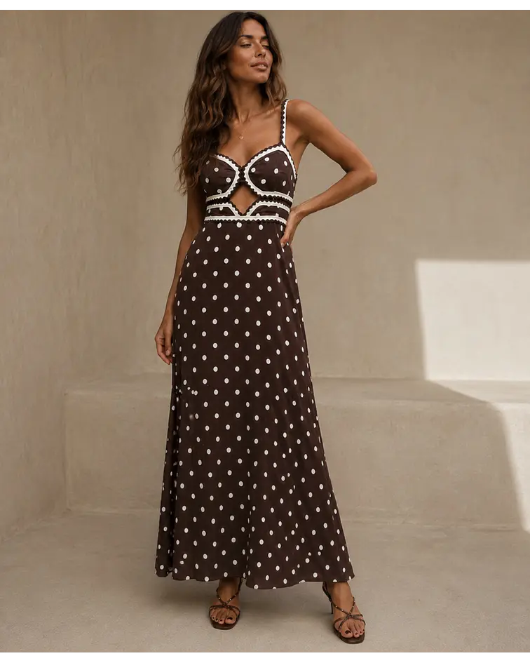 VESTIDO BOLAS CASTANHO
