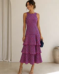 VESTIDO VICHY FOLHOS