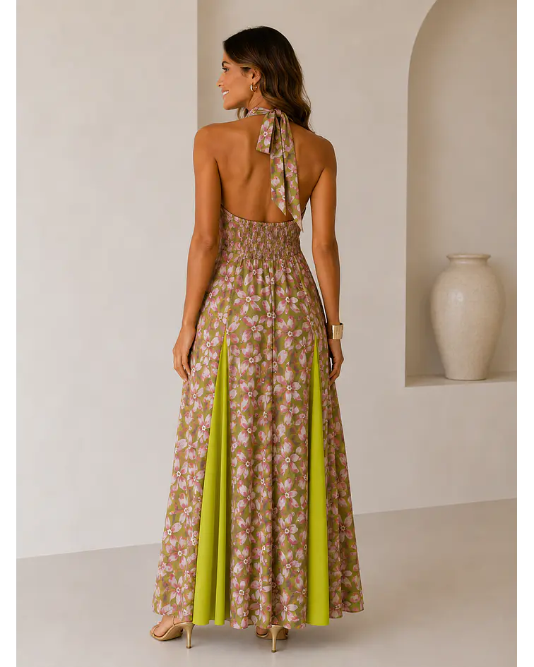 VESTIDO ESTAMPADO COMPRIDO