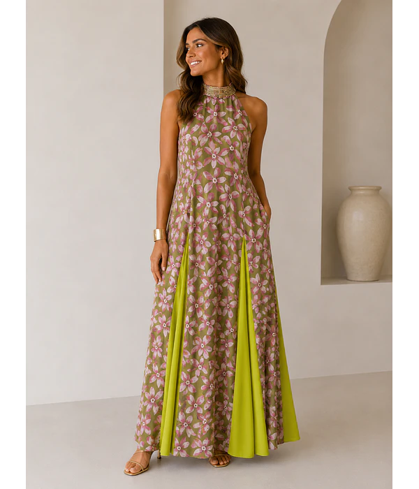 VESTIDO ESTAMPADO COMPRIDO