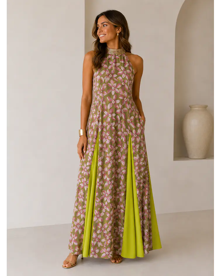 VESTIDO ESTAMPADO COMPRIDO