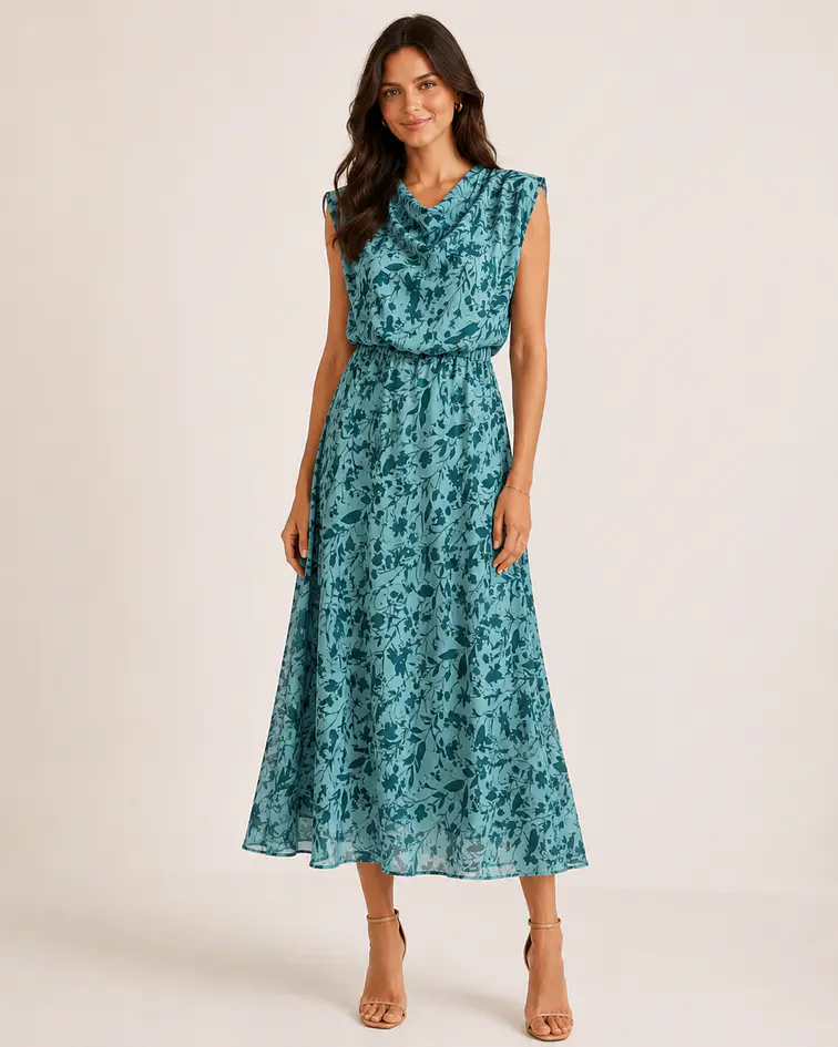 VESTIDO ESTAMPADO COM OBMREIRAS