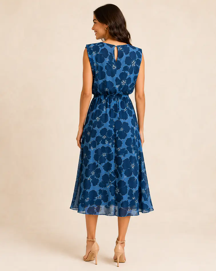 VESTIDO ESTAMPADO COM OBMREIRAS